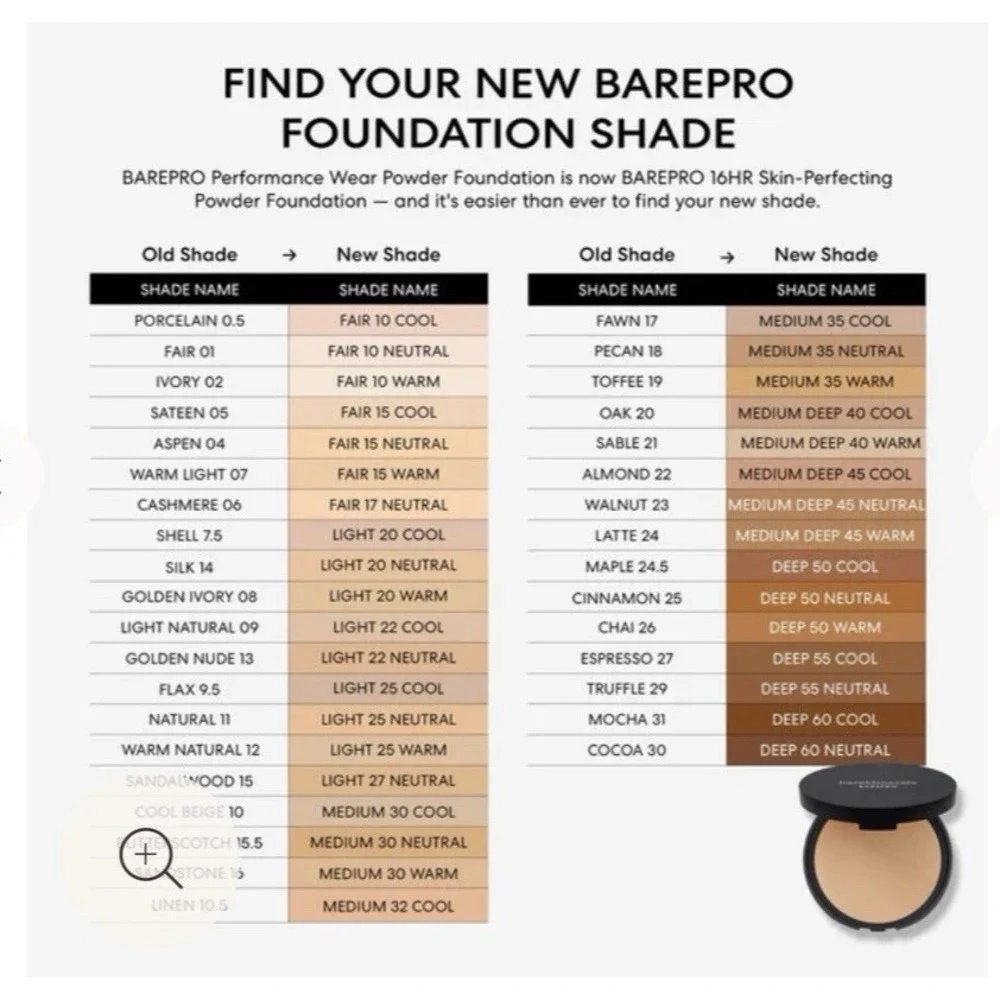 bareMinerals barePro 16HR Skin Perfecting Powder Foundation, Deep 55 Neutral -
